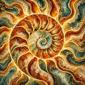 Mother-of-pearl nautilus spiral representing Nigrarchical Cosmology and the Mother-of-Pearl Light of Sirius spiritual attunement system.