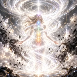 White Whirlwind of Luck energy attunement by Ilaja representing a luminous high-frequency vortex flow